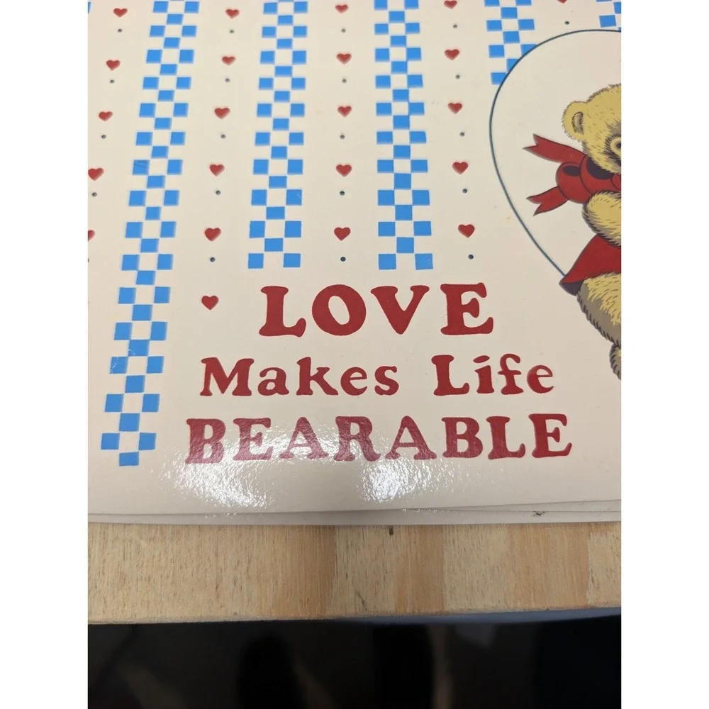 Vintage FRANCO Lot Of 3 Teddy Bear Love Makes Life Bearable Placemat 17x11 Retro